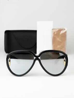 Loewe Men Sunglasses Black Grey Silver Mirror Pilot LW40132I 01C NEW AUTHENTIC